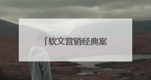 软文营销经典案例谁能给一个？