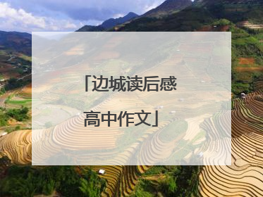 边城读后感高中作文