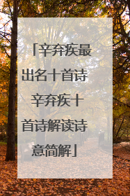 辛弃疾最出名十首诗 辛弃疾十首诗解读诗意简解