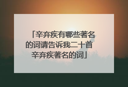 辛弃疾有哪些著名的词请告诉我二十首辛弃疾著名的词