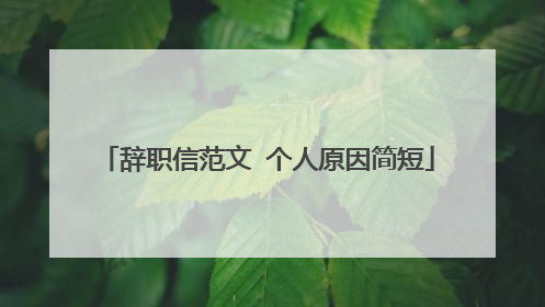 辞职信范文 个人原因简短