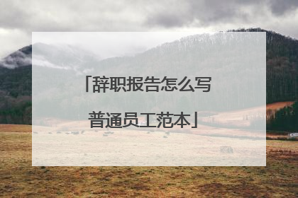 辞职报告怎么写 普通员工范本