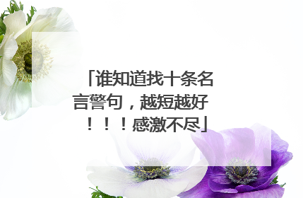 谁知道找十条名言警句，越短越好！！！感激不尽