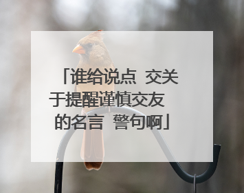 谁给说点 交关于提醒谨慎交友 的名言 警句啊