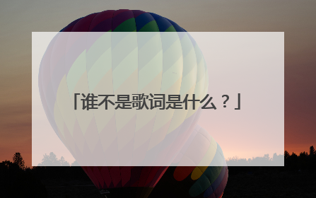 谁不是歌词是什么?