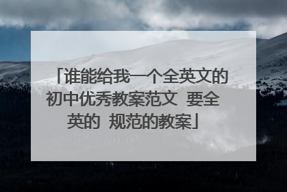 谁能给我一个全英文的初中优秀教案范文 要全英的 规范的教案