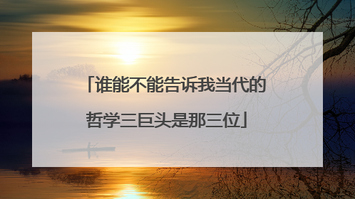 谁能不能告诉我当代的哲学三巨头是那三位