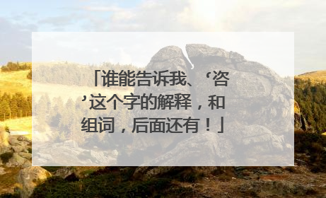 谁能告诉我、‘咨’这个字的解释,和组词,后面还有!