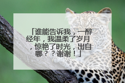 谁能告诉我，一醉经年，我温柔了岁月，惊艳了时光，出自哪？？谢谢！