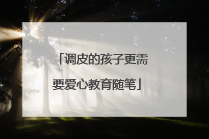 调皮的孩子更需要爱心教育随笔