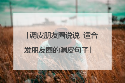 调皮朋友圈说说 适合发朋友圈的调皮句子