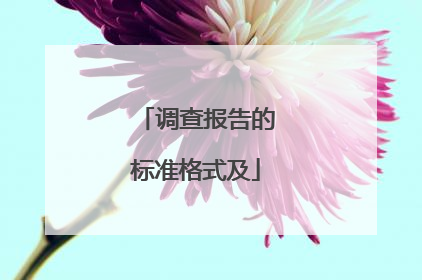 调查报告的标准格式及