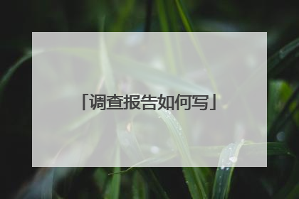 调查报告如何写