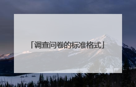 调查问卷的标准格式