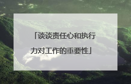谈谈责任心和执行力对工作的重要性
