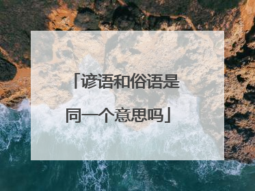 谚语和俗语是同一个意思吗