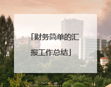 财务简单的汇报工作总结