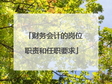 财务会计的岗位职责和任职要求