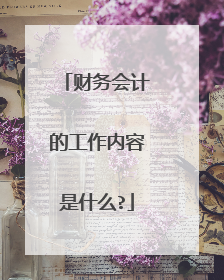 财务会计的工作内容是什么?
