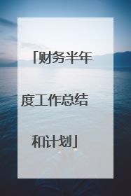 财务半年度工作总结和计划