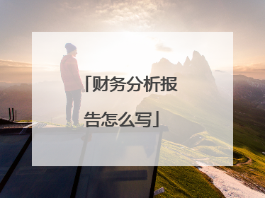 财务分析报告怎么写