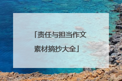 责任与担当作文素材摘抄大全