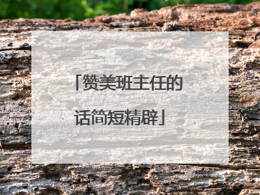 赞美班主任的话简短精辟