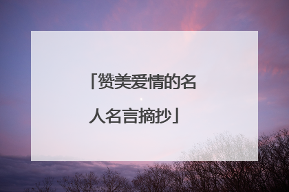 赞美爱情的名人名言摘抄