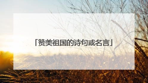 赞美祖国的诗句或名言