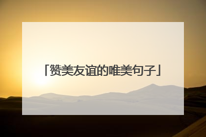 赞美友谊的唯美句子