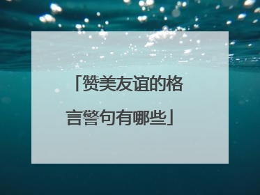 赞美友谊的格言警句有哪些
