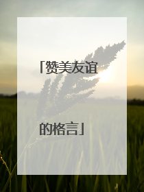 赞美友谊的格言