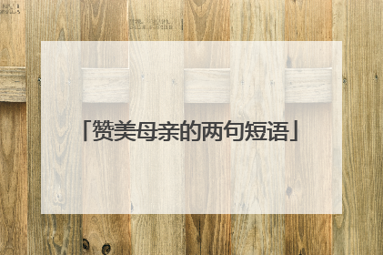 赞美母亲的两句短语