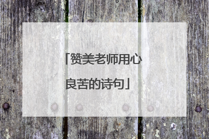 赞美老师用心良苦的诗句