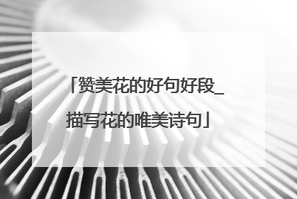 赞美花的好句好段_描写花的唯美诗句