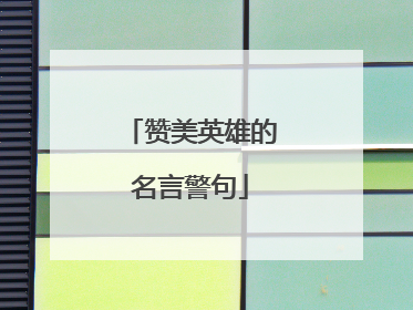 赞美英雄的名言警句