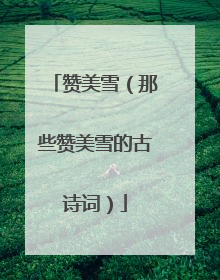 赞美雪（那些赞美雪的古诗词）