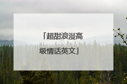 超甜浪漫高级情话英文