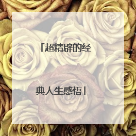 超精辟的经典人生感悟