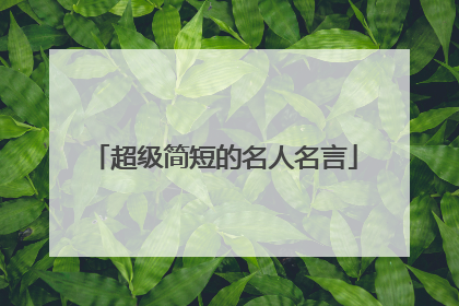 超级简短的名人名言