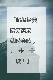 超级经典搞笑语录 就唠会嗑，.一步一个坎！