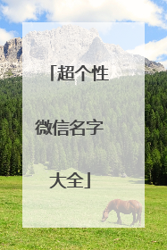 超个性微信名字大全
