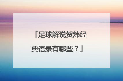 足球解说贺炜经典语录有哪些?