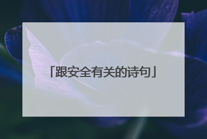 跟安全有关的诗句