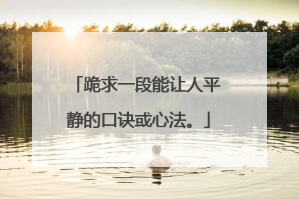 跪求一段能让人平静的口诀或心法。