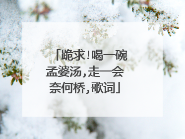 跪求!喝一碗孟婆汤,走一会奈何桥,歌词