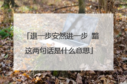 退一步安然进一步 黯这两句话是什么意思