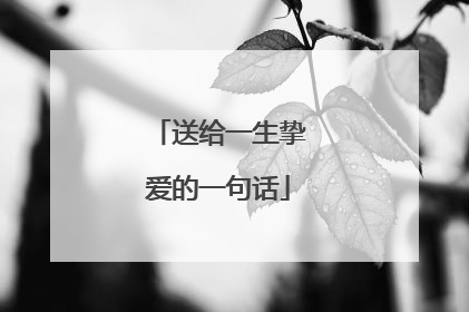 送给一生挚爱的一句话