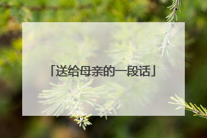 送给母亲的一段话
