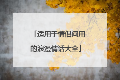 适用于情侣间用的浪漫情话大全